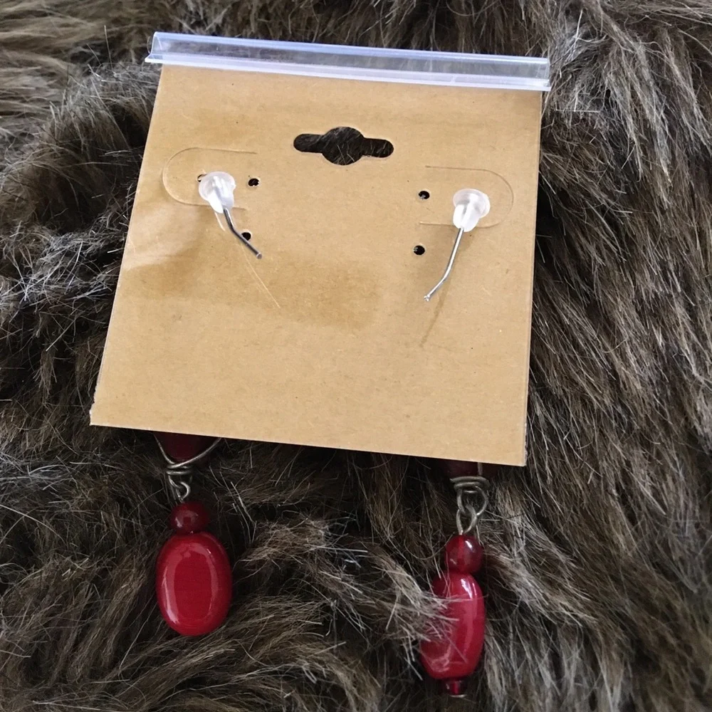 Vintage repurpose wired glass stone earrings